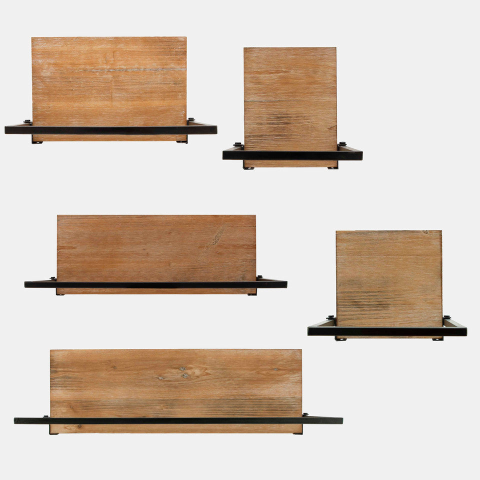 Wood/Metal Wall Shelves S/5