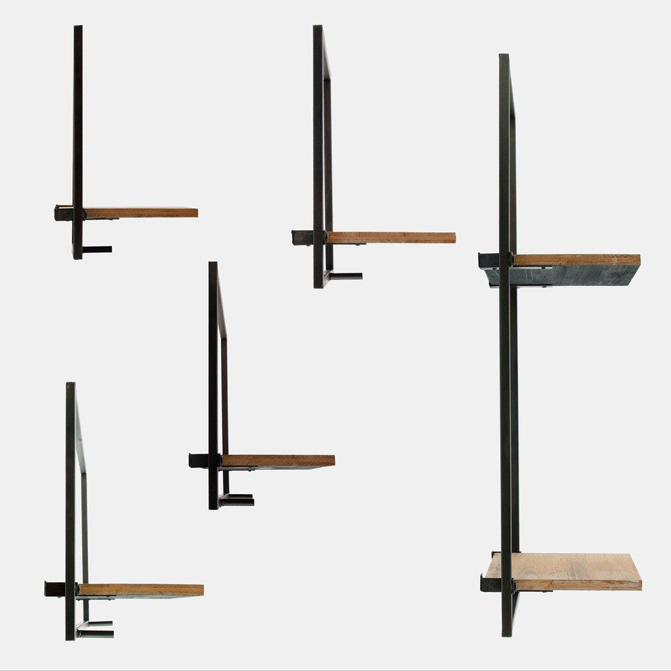 Wood/Metal Wall Shelves S/5