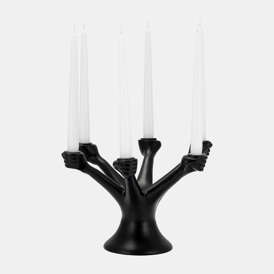 Hands Holding Taper Candelabra