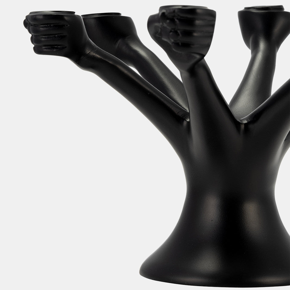 Hands Holding Taper Candelabra
