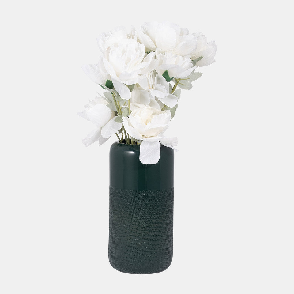 Ceramic 10"h Grooved Vase