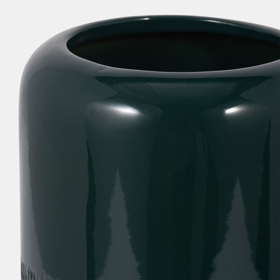 Ceramic 10"h Grooved Vase