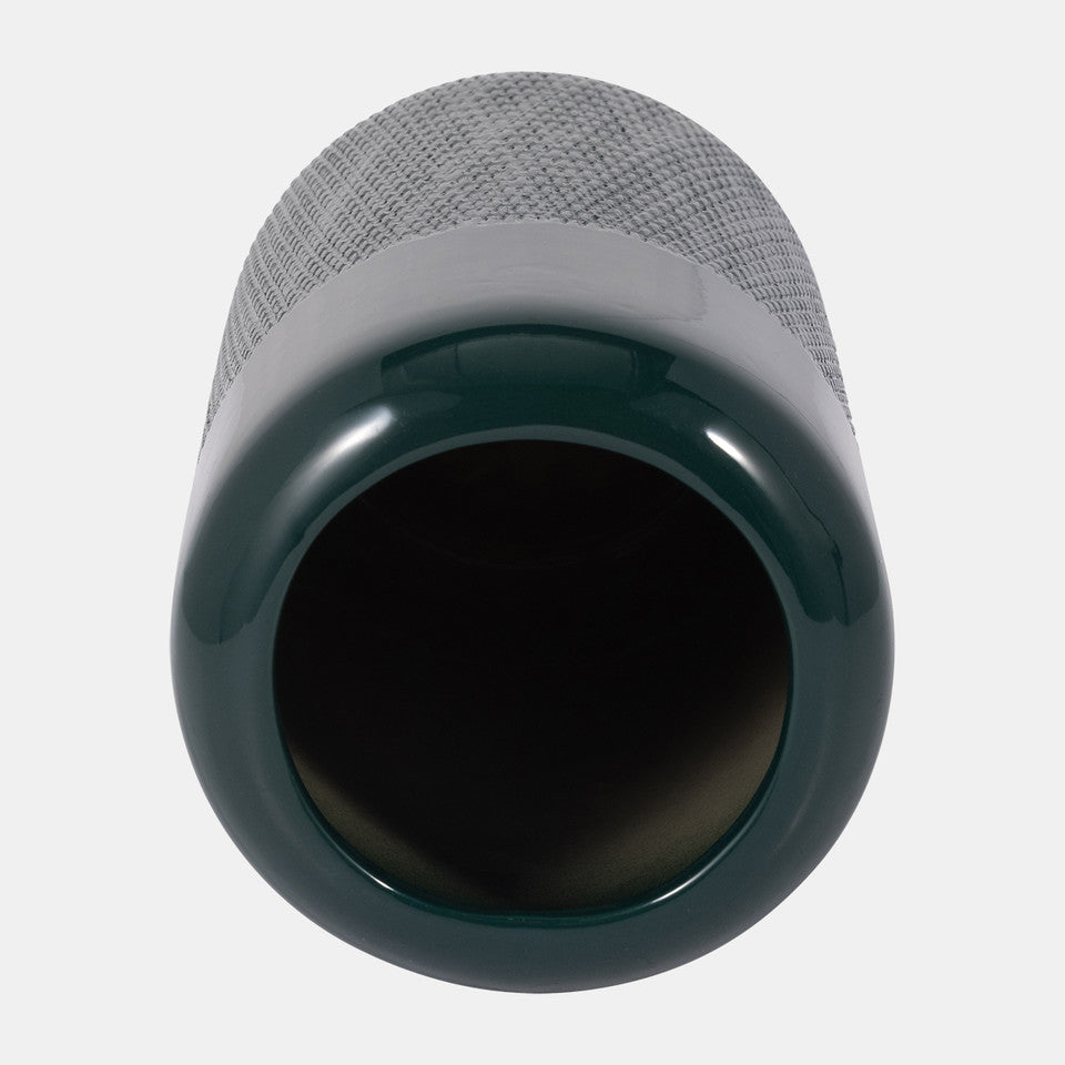 Ceramic 10"h Grooved Vase