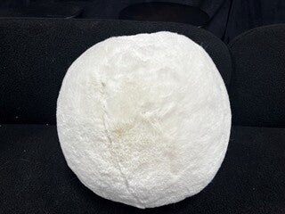 round faux fur accent pillow in white