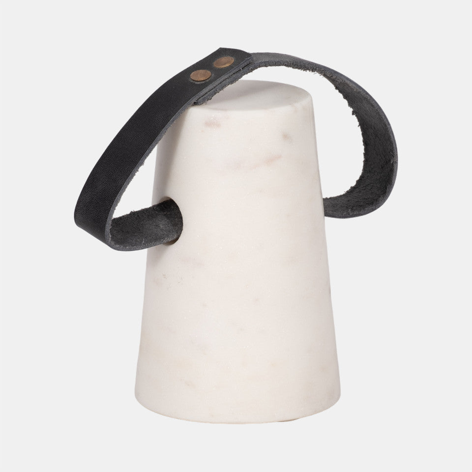 5" Marble Doorstop With Leather Handle