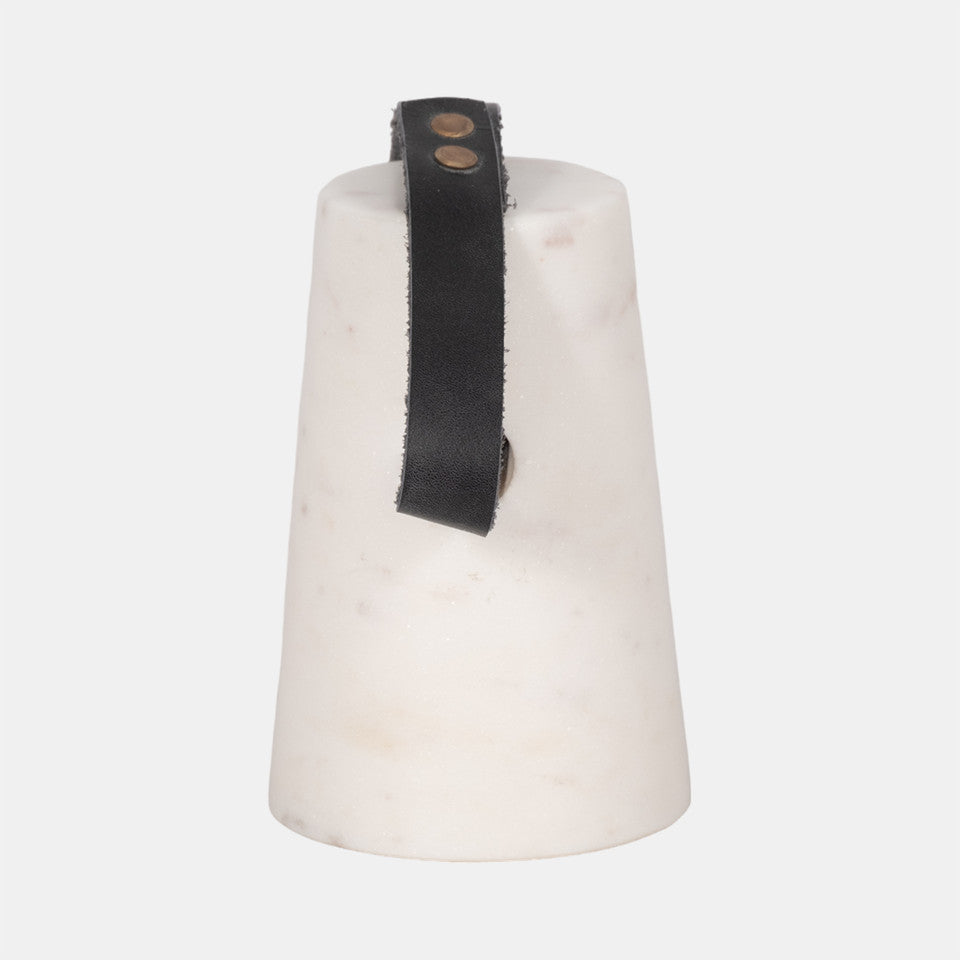 5" Marble Doorstop With Leather Handle
