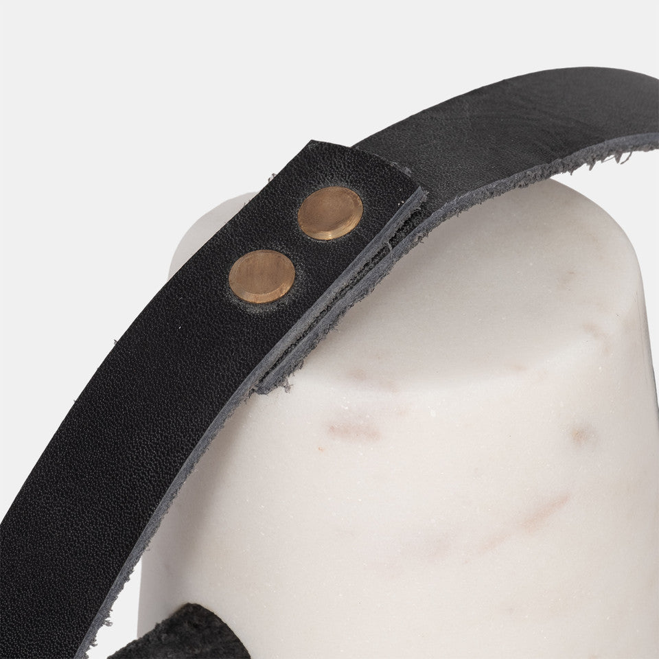 5" Marble Doorstop With Leather Handle