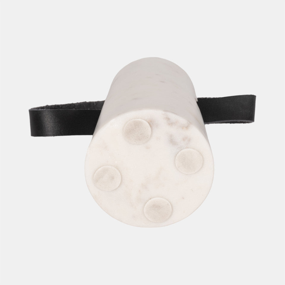 5" Marble Doorstop With Leather Handle