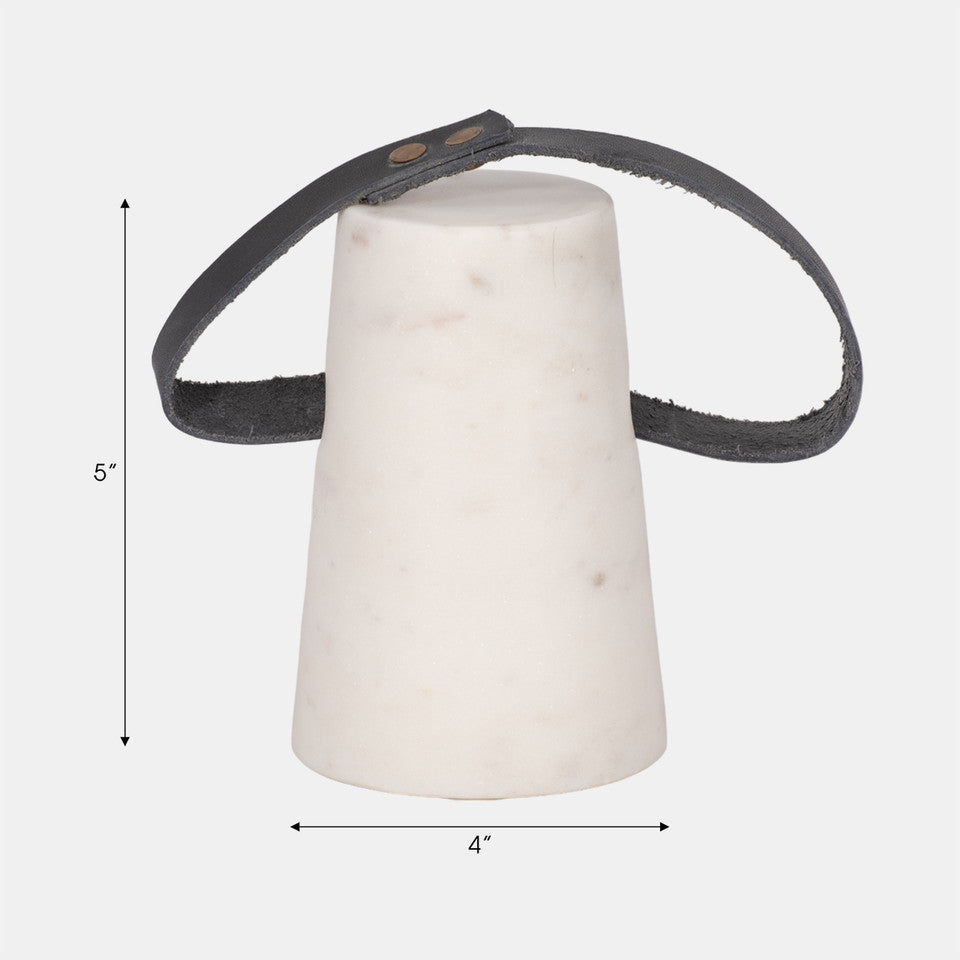 5" Marble Doorstop With Leather Handle