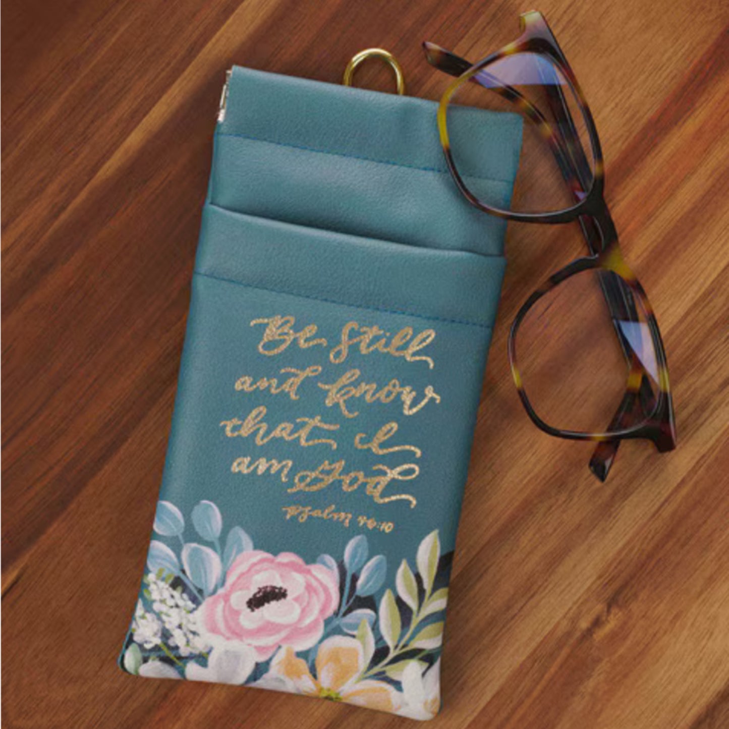 Eyeglass Case Teal Be Still Ps. 46:10