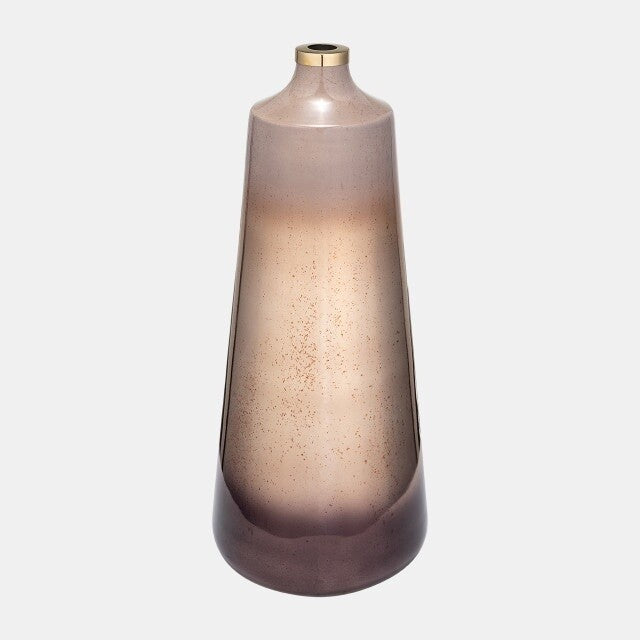 Glass, 21"H Vase w/ Ring, Champagne -8027