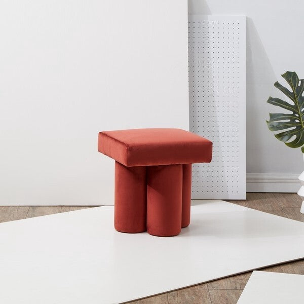 (Set of 2 )Rust Velvet Ottoman-OPEN BOX