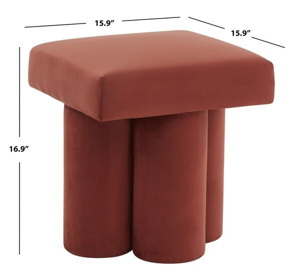 (Set of 2 )Rust Velvet Ottoman-OPEN BOX