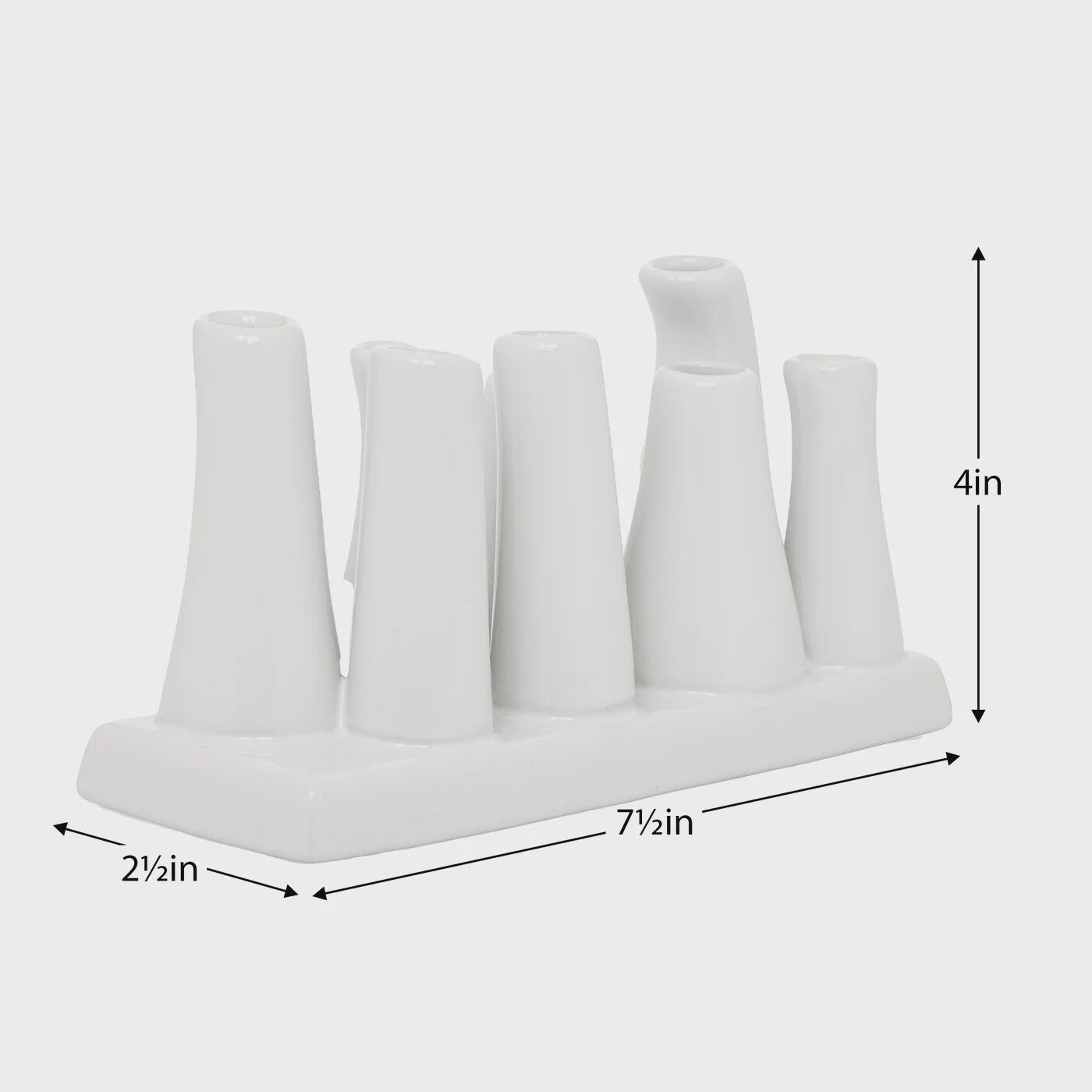 Eva Rectangle White Ceramic 8 tube Multi Bud Vase-
