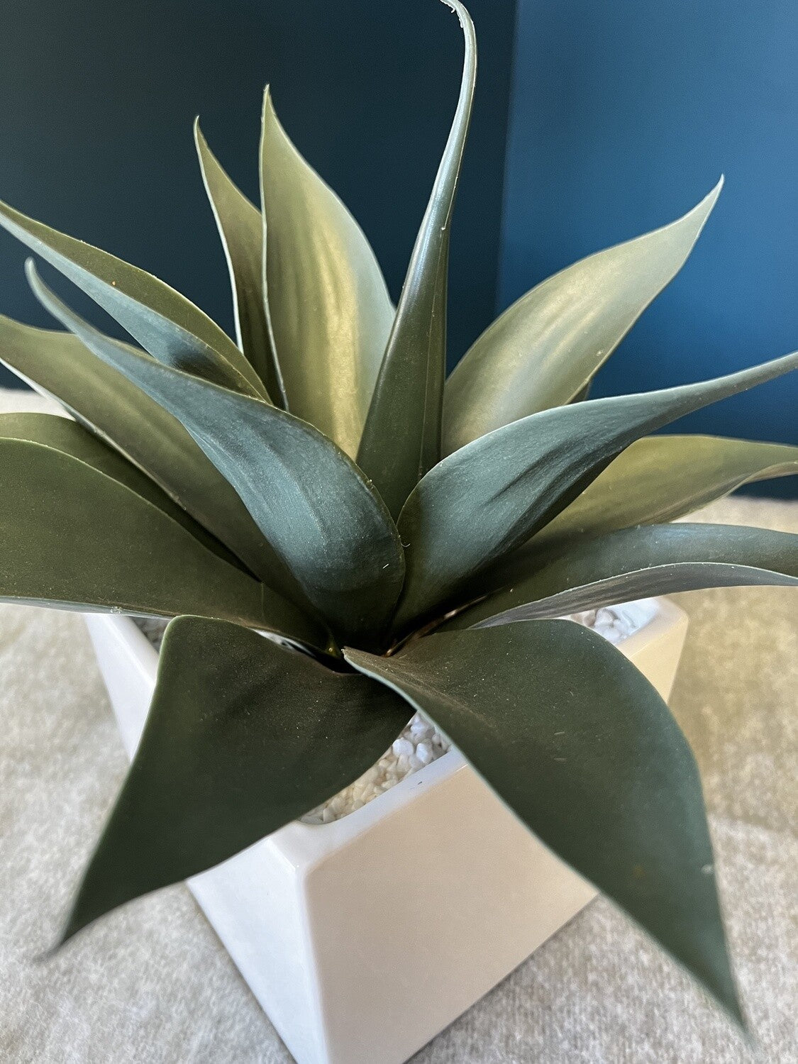 White Planter w/ Faux Plant-Open Box