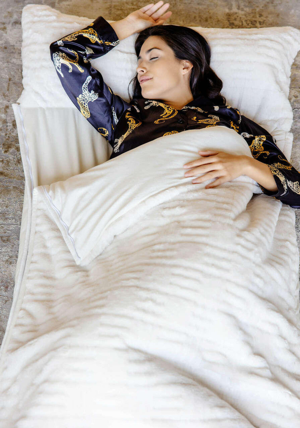 Ivory Faux Fur Sleeping