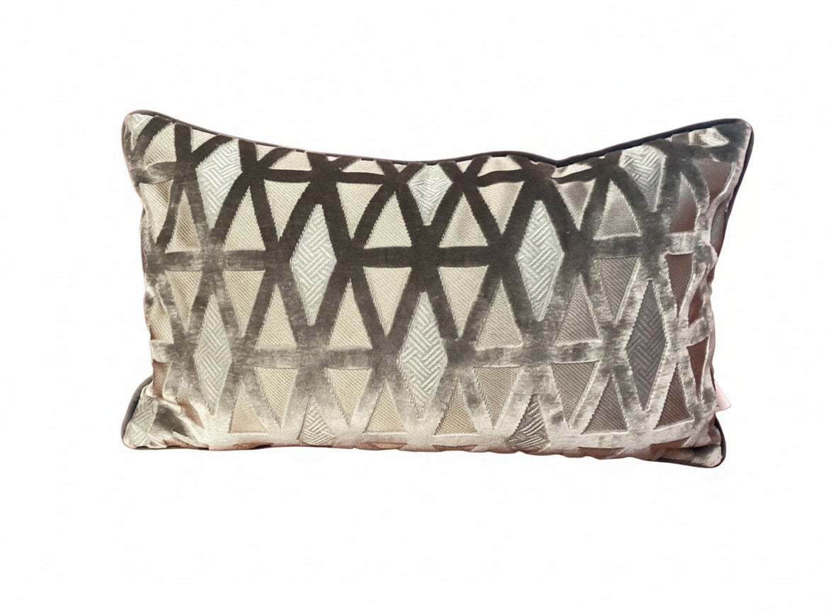 Silver Gold Geometric Velvet Pillow (12”x20”)-OPEN BOX