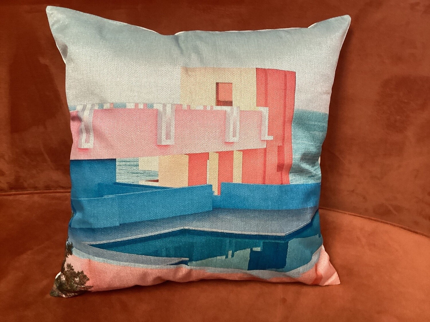 Poolside Abstract Pillow Cover (18”x18”)-OPEN BOX
