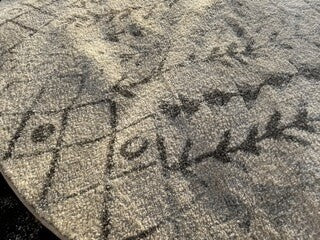 Moroccan Boho Tribal Rug - 6'7" Round - Ivory/Grey