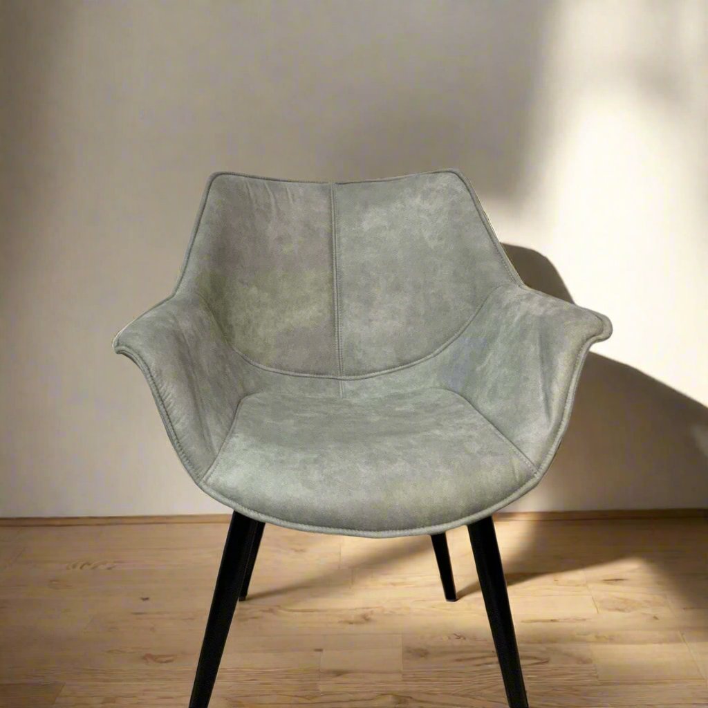 Gray suede chair with black wood legs SET OF 2 - Local Pick Up Only