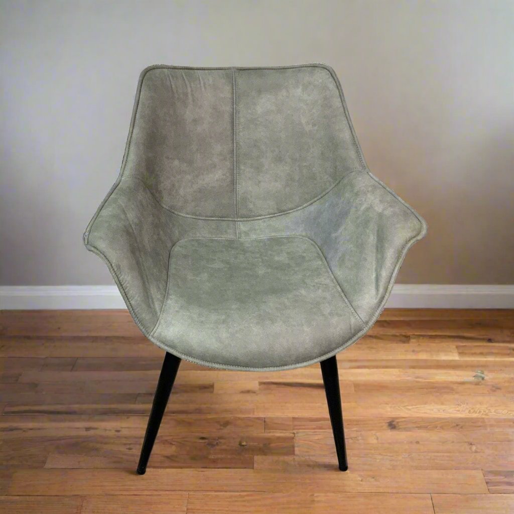Gray suede chair with black wood legs SET OF 2 - Local Pick Up Only