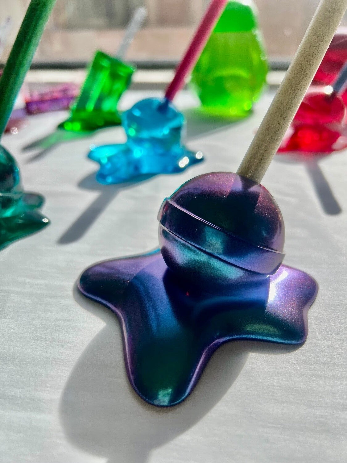 Melted Blue/Purple Lollipop | Ring Holder | Pen Holder