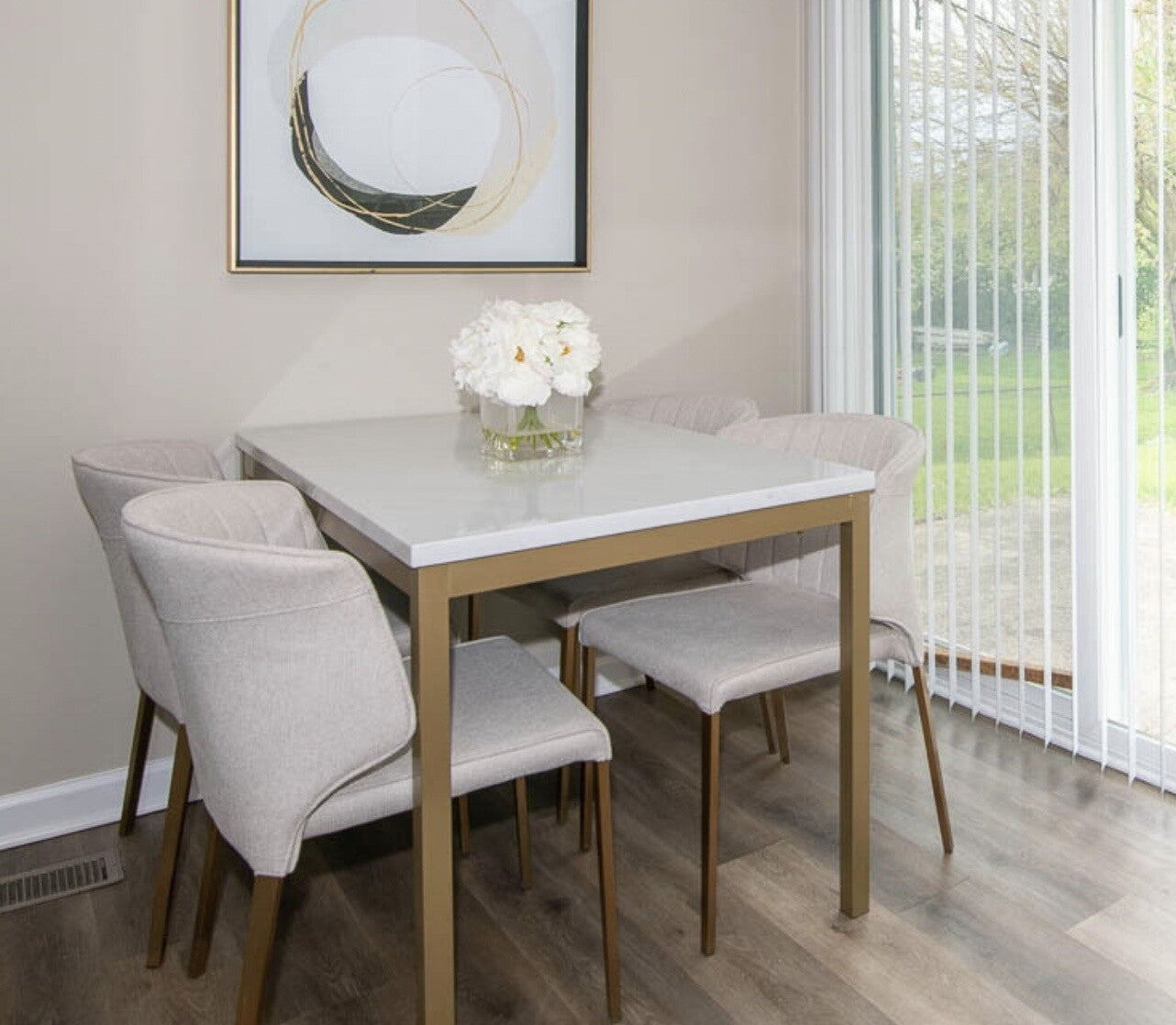 Faux Marble Gold Dining Room Table - Local Pick Up Only