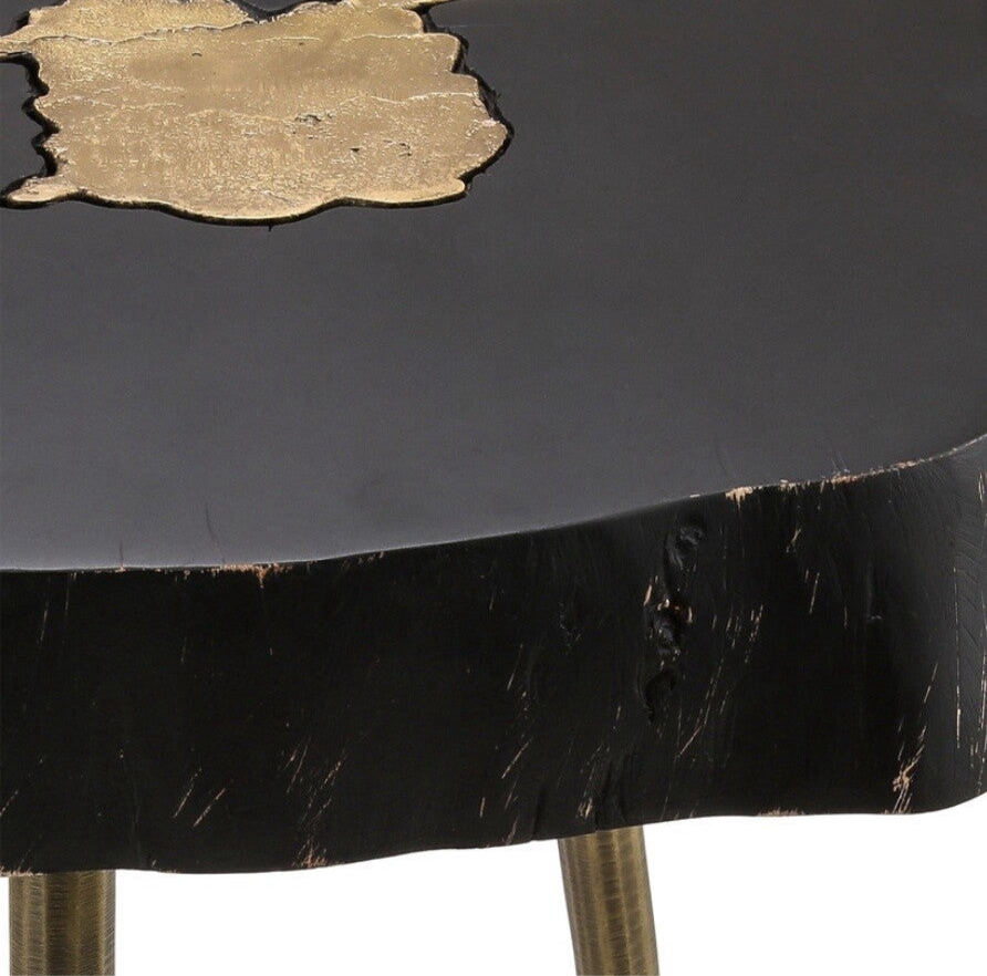Timber Black and Brass Side Table