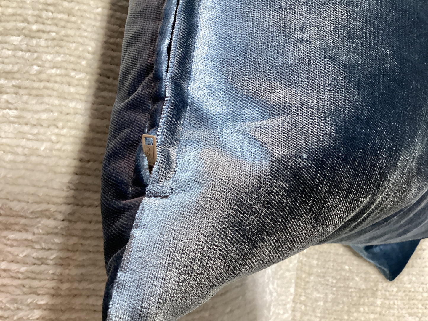 Luxury Blue & Orange Velvet Decorative Pillow