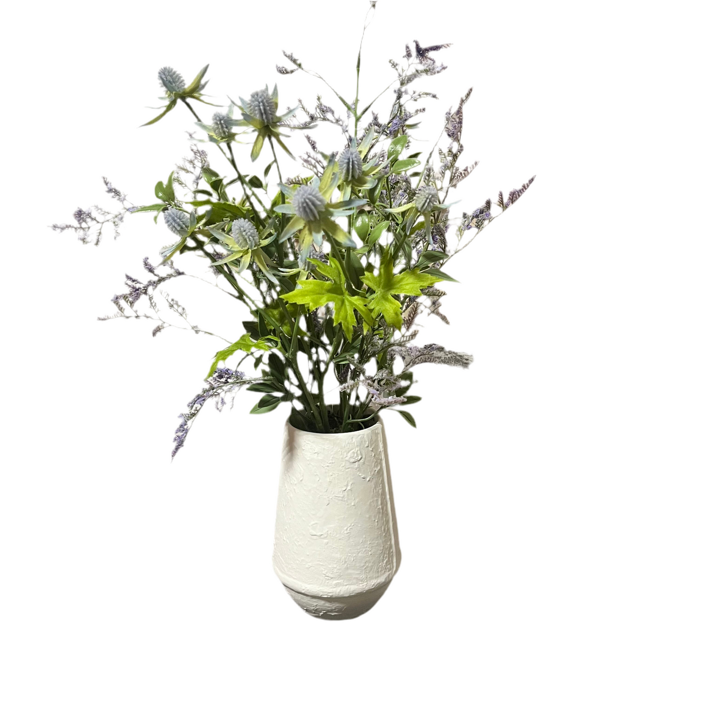 Textured White Vase with Mixed Faux Floral Arrangement-OPEN BOX