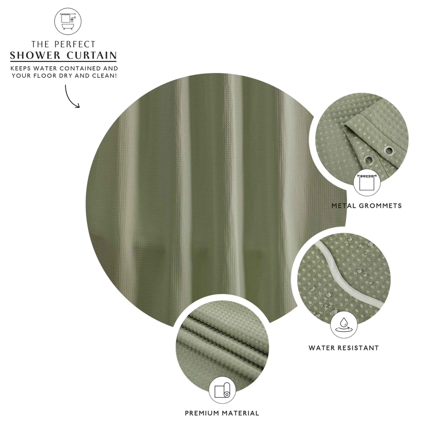 Sage Wavy Shower Curtain