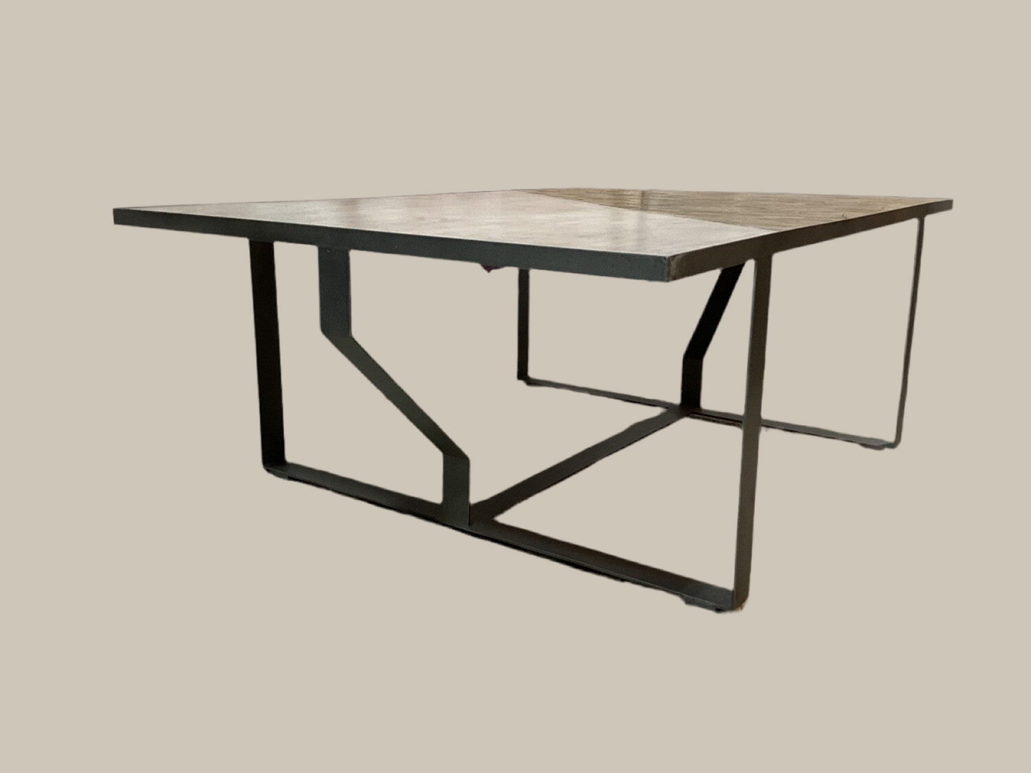 Metal mixed material coffee table-OPEN BOX
