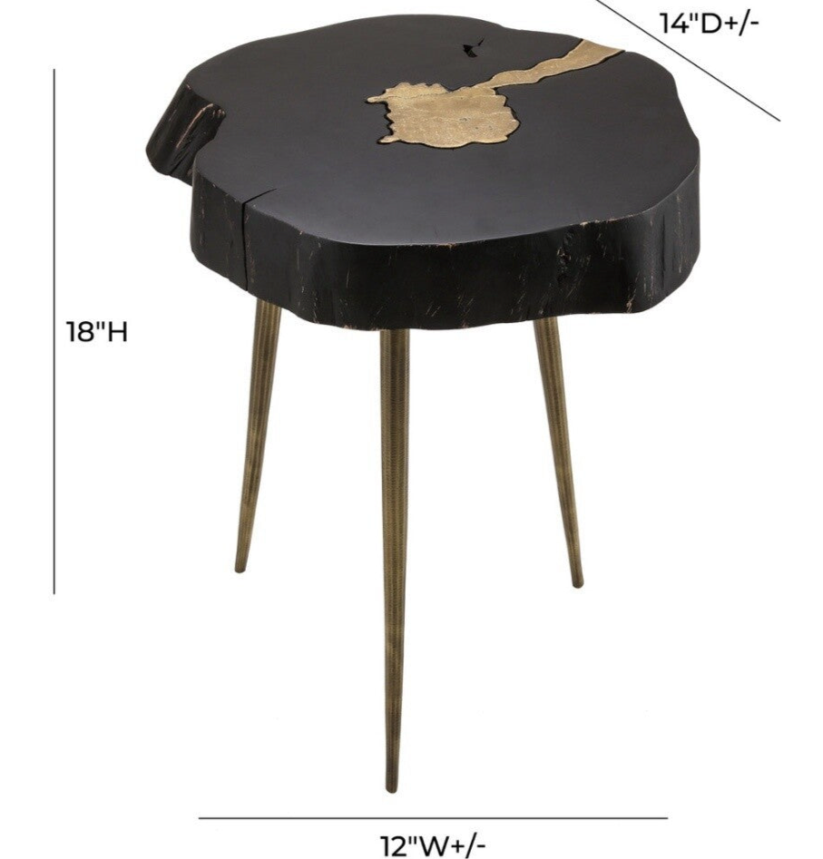 Timber Black and Brass Side Table