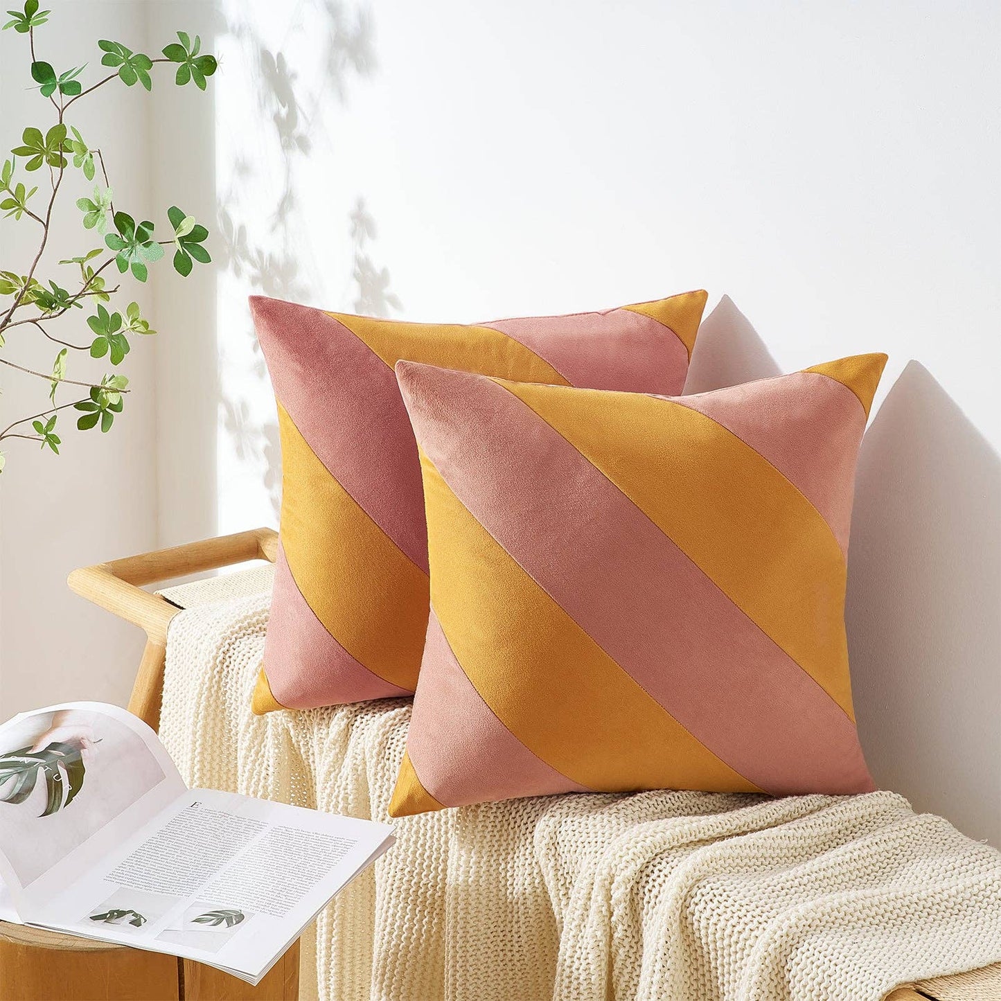 Montezuma Pillow Covers (2-Pack) - Pink/Honey: 16x16 inch