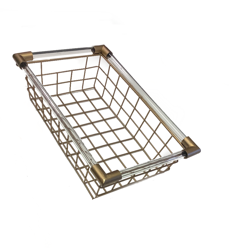 Gold Metal Basket W/ Acrylic Handles