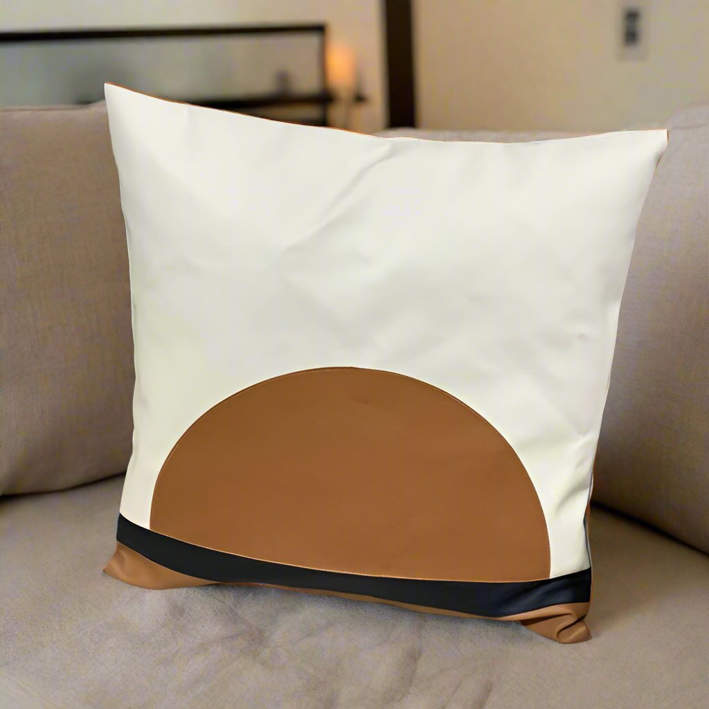 Modern Faux Leather Accent Pillow 18x18