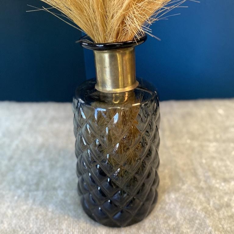 faux feather in black gold vase