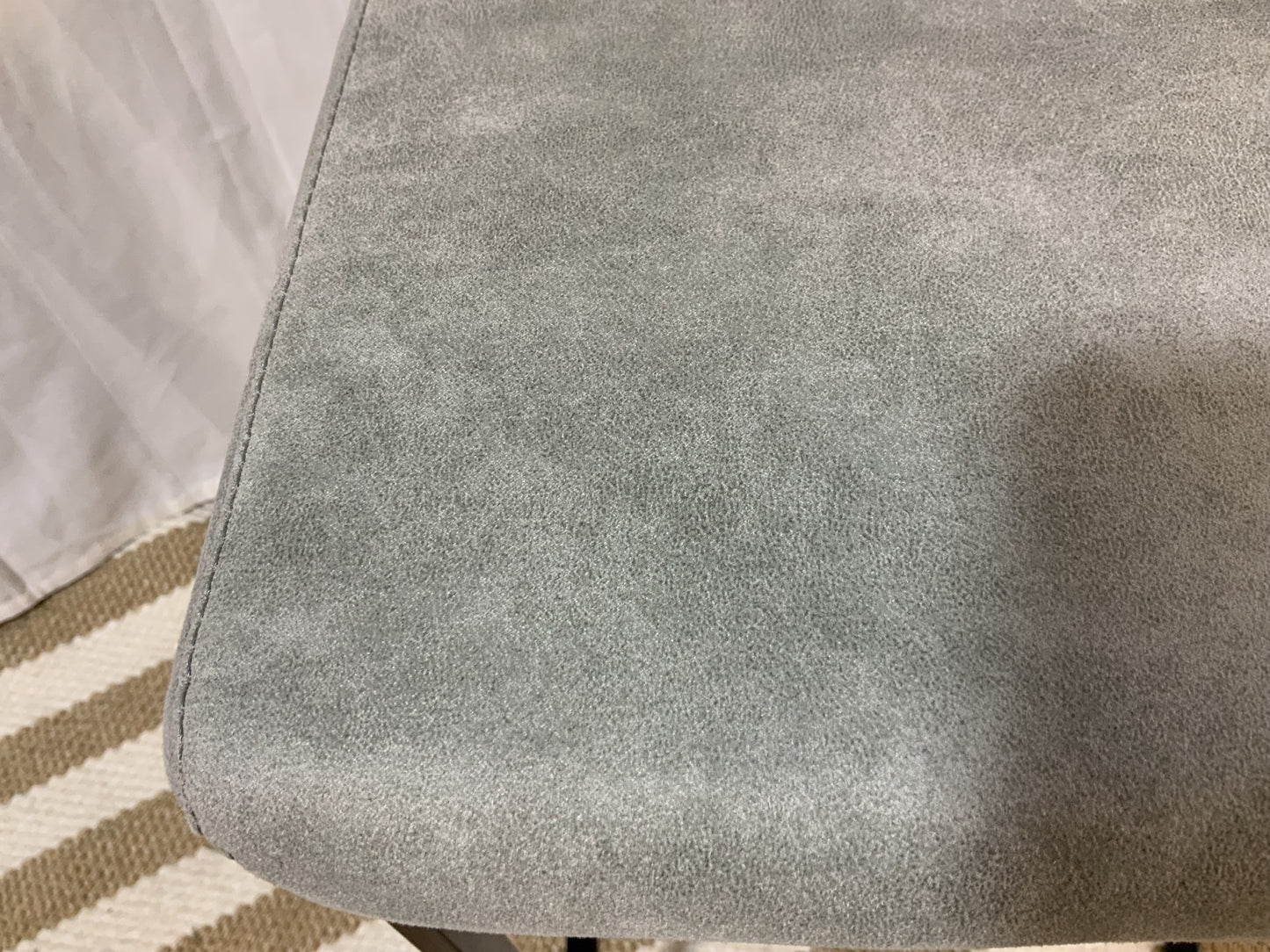 Blue-gray Faux suede barstool with black metal legs