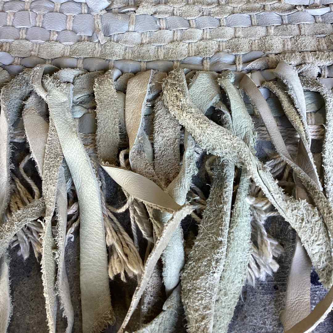 Boho vintage leather area rug