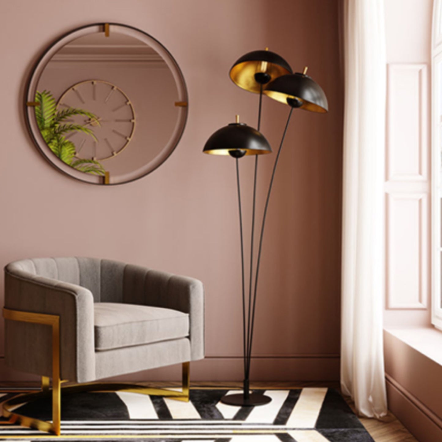 Round Metal Framed Mirror