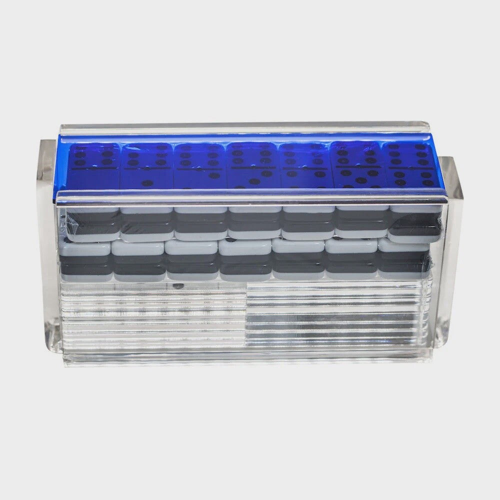 El Catire" Domino Set with Racks - Blue - Open Box