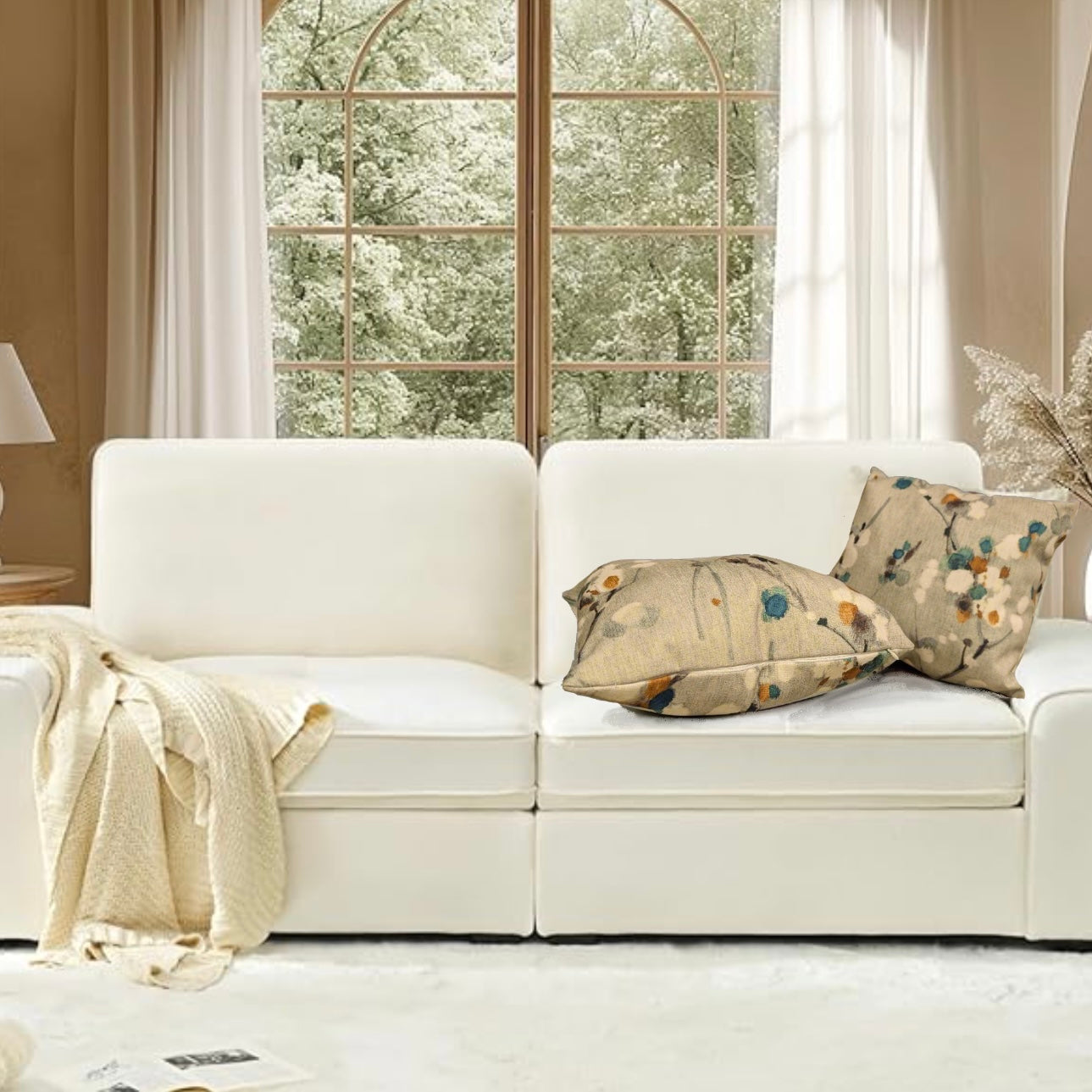 Watercolor Flower Pillows (Set of 2)-*OPEN BOX