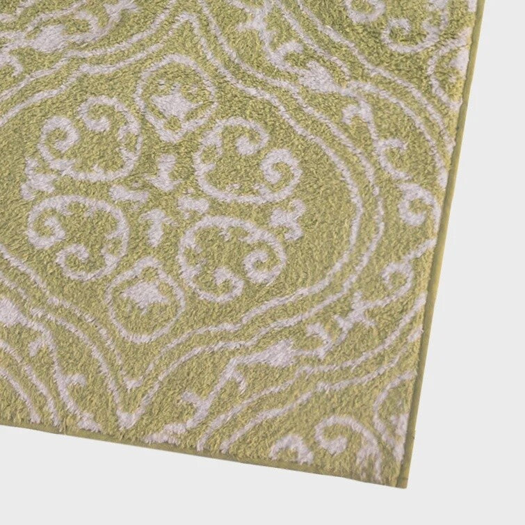 Green Nels 100% Cotton Bath Rug with Non-Slip Backing