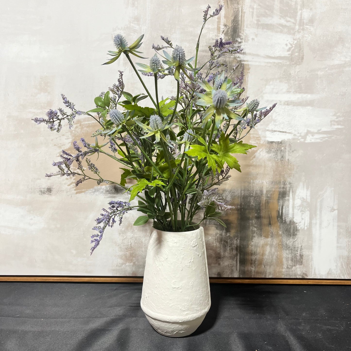 Textured White Vase with Mixed Faux Floral Arrangement-OPEN BOX