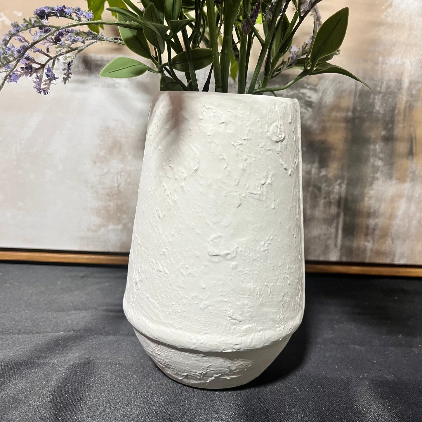 Textured White Vase with Mixed Faux Floral Arrangement-OPEN BOX