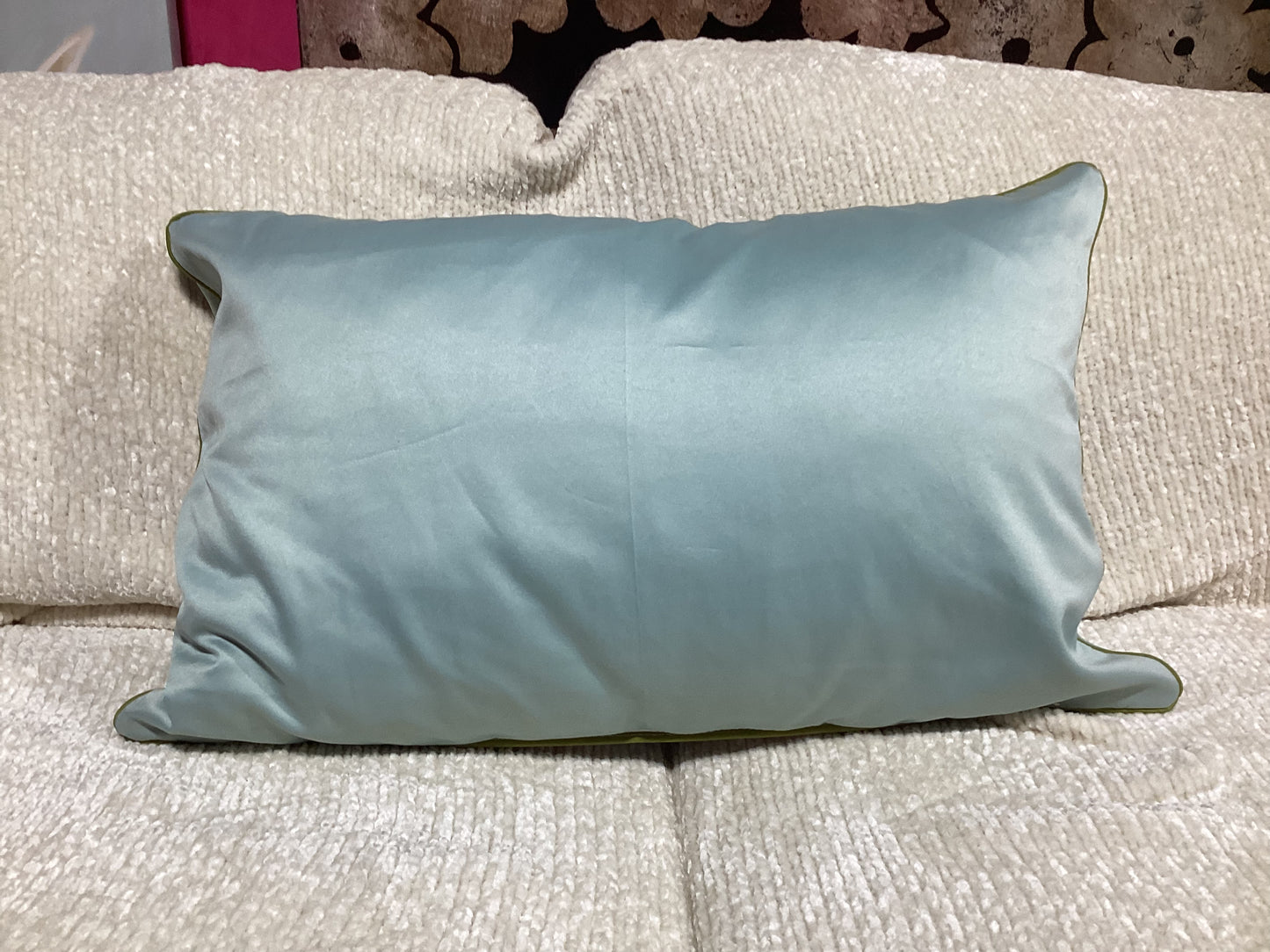 Silk Bluebird Embroidery Bed Pillow -open box-