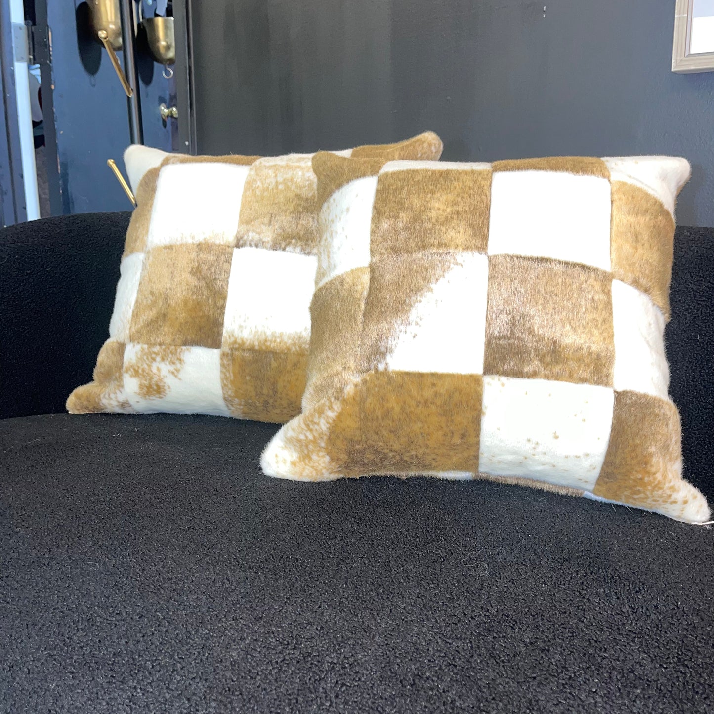 Faux Fur CowHide Pillow-SET OF TWO