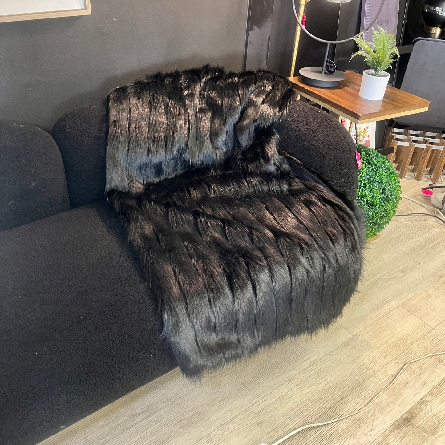 Black Mink Faux Fur Throws