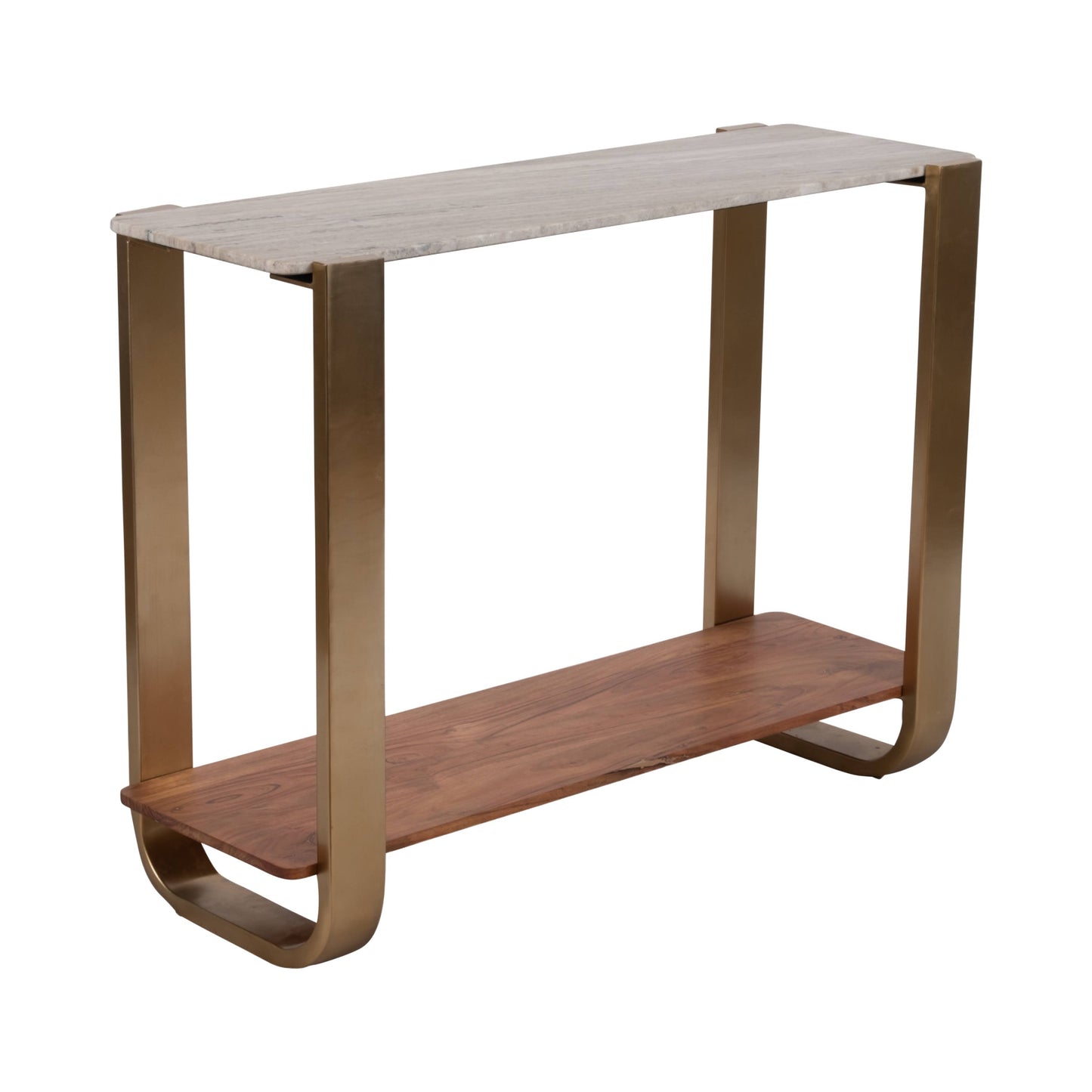 Marble Top Console, Gold Wood 31"