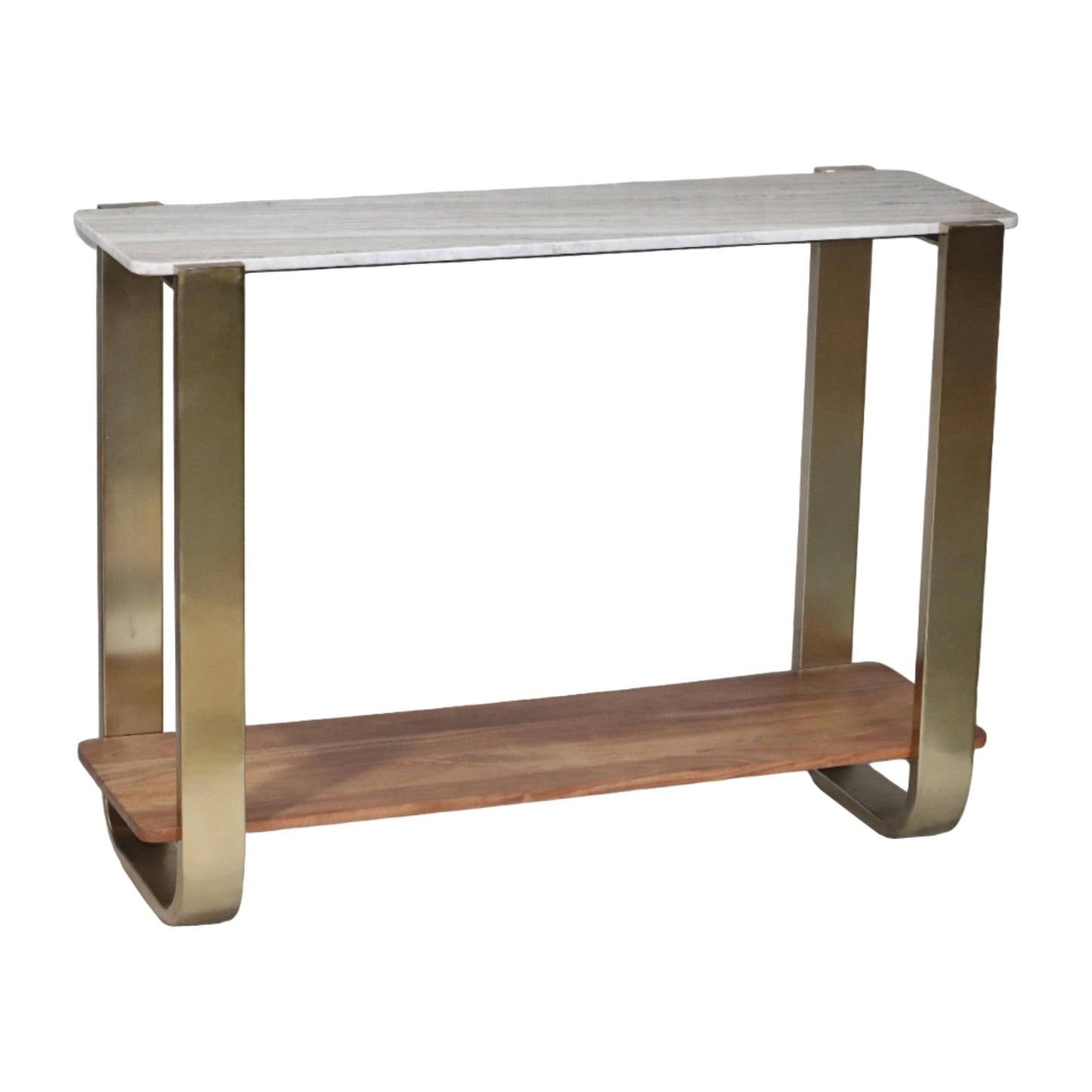 Marble Top Console, Gold Wood 31"